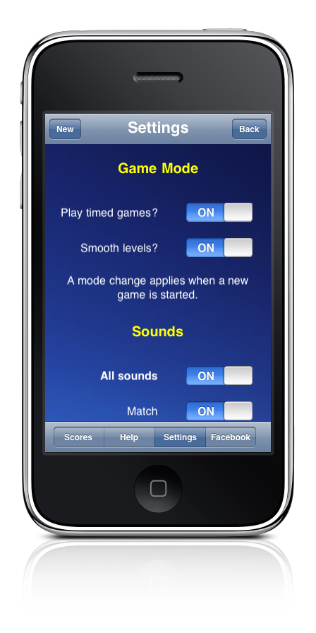 Settings display screenshot